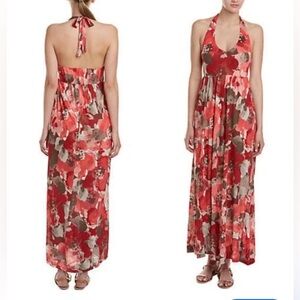 TOMMY BAHAMA Spring Vacation Ruby Beach Floral Halter Maxi Dress Candy Rose XXS